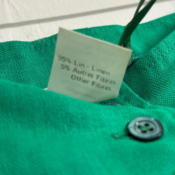 Karl Lagerfeld Vintage Emerald Green Linen Pleated High Waist Pants Size 38 - Picture 10 of 10